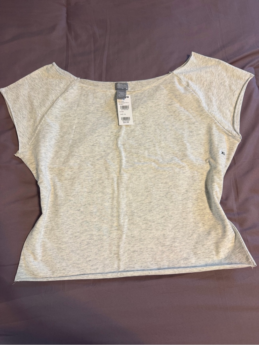 Tilly's Light Gray Off the Shoulder Short Sleeve Tee